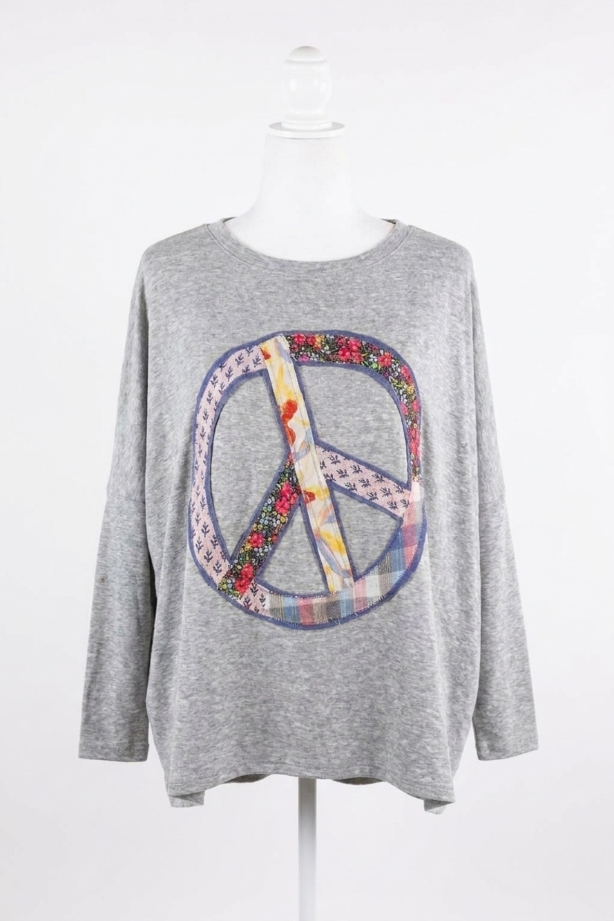 NEW EASEL women's peace patch tunic in grey
